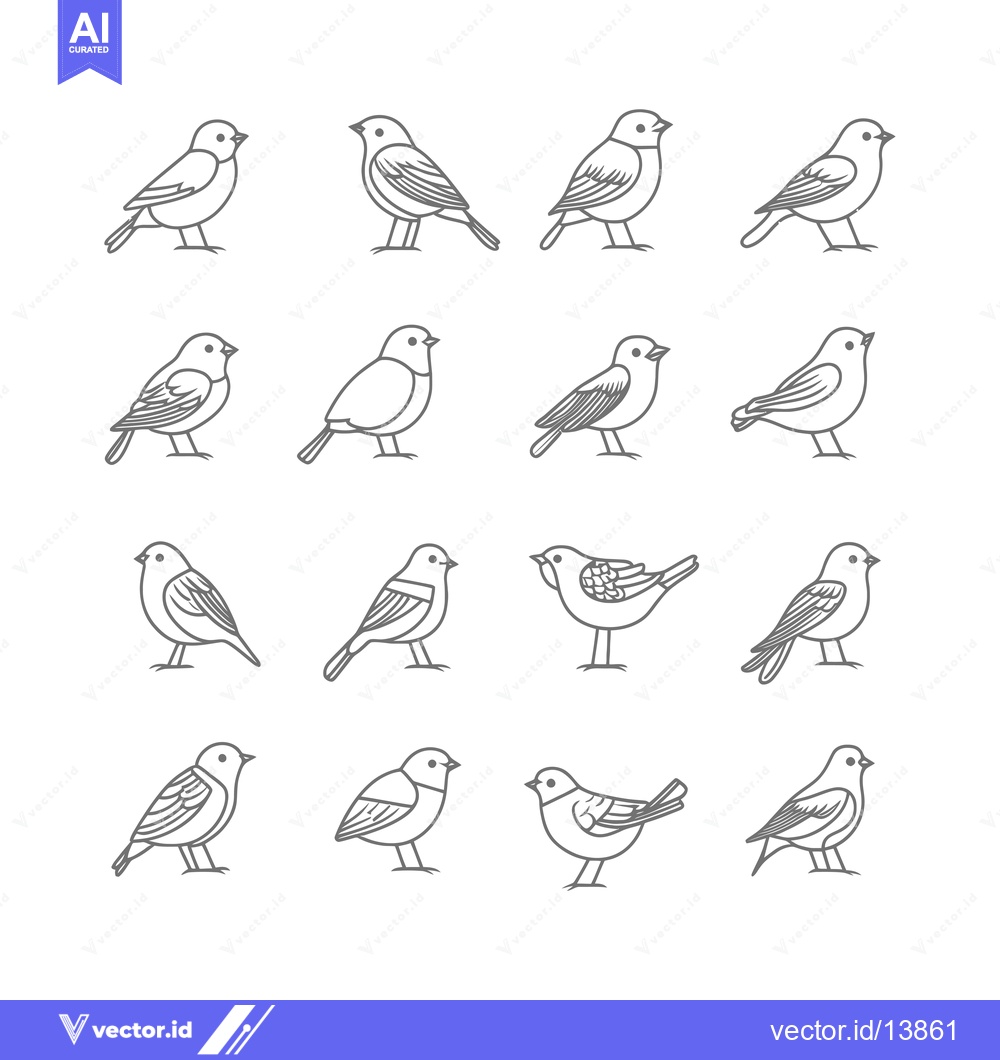 Premium Vector of A Collection of Simple Line Drawings of Birds in Various Poses