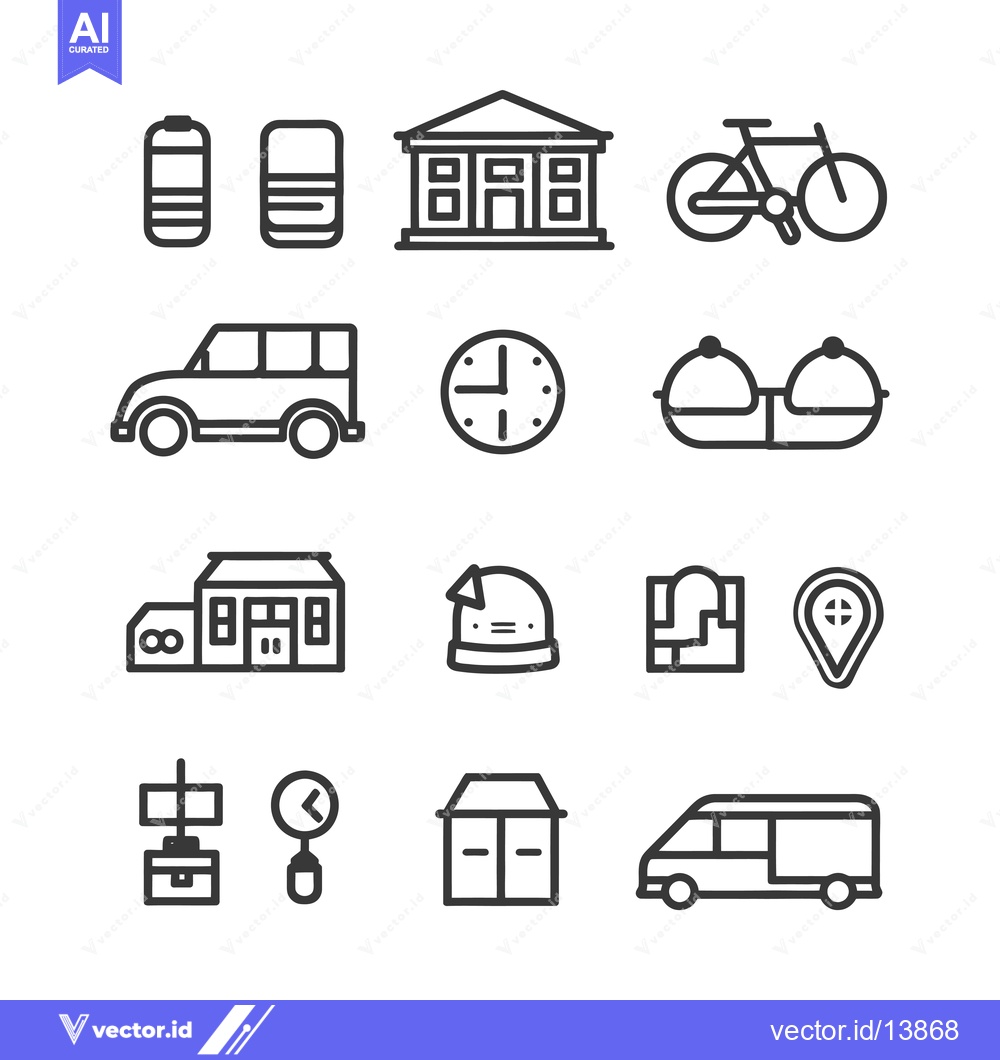 Premium Vector of A Collection of Simple Line Icons for Various Objects and Concepts