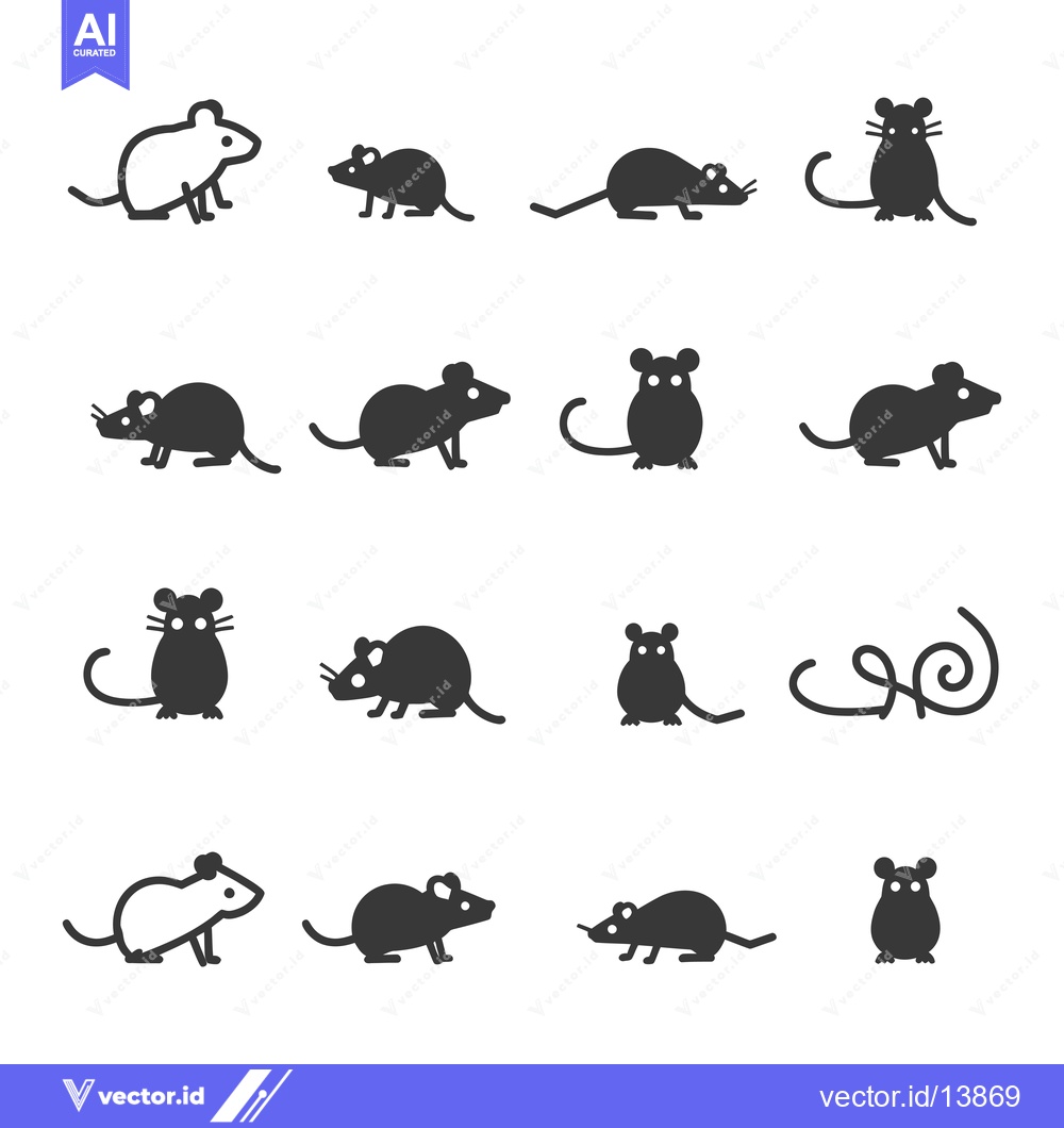 Premium Vector dari A Collection of Simple Mouse Icons in Different Poses