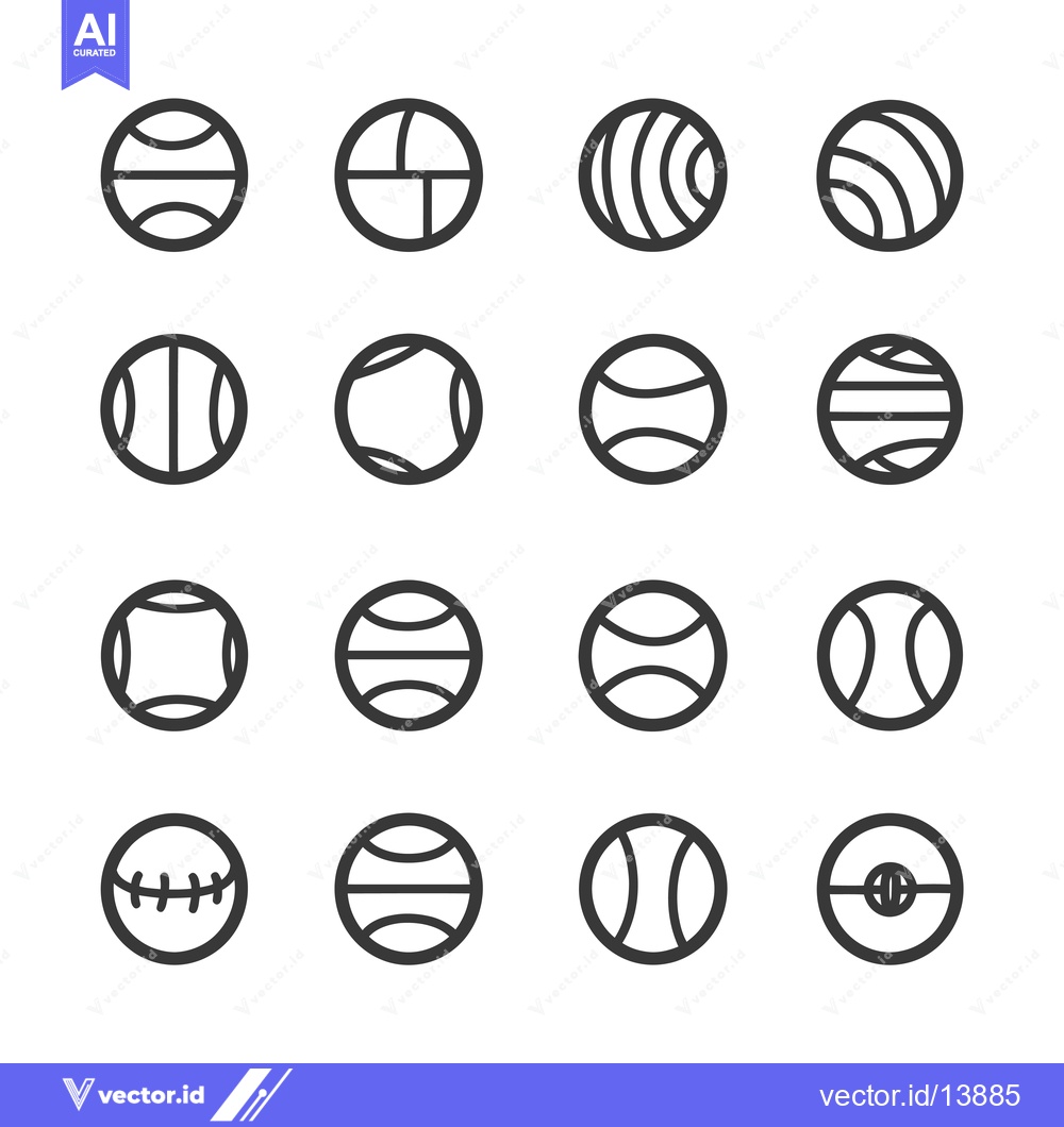 Premium Vector dari A Collection of Sixteen Black and White Ball Icons