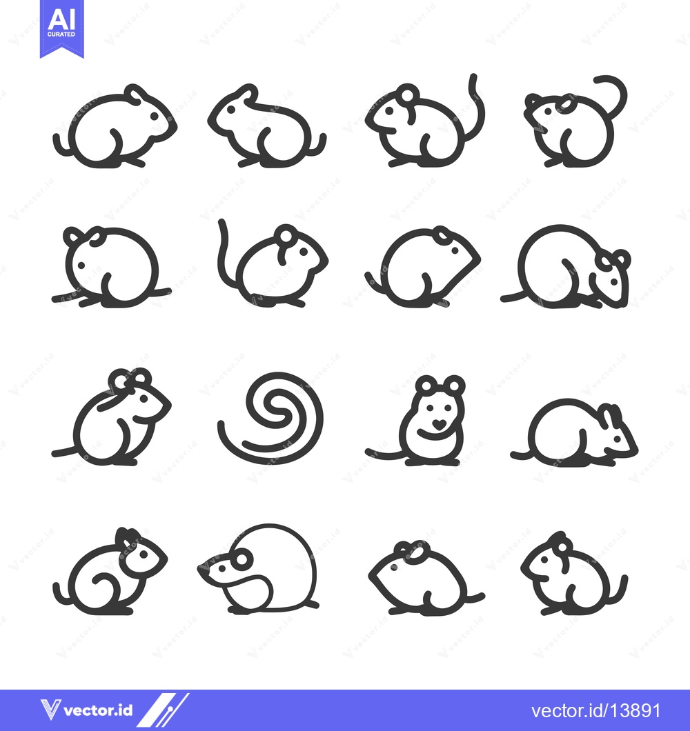 Premium Vector of A Collection of Sixteen Black and White Mouse Icons