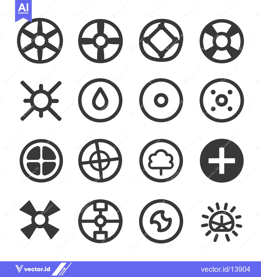 Premium Vector of A Collection of Sixteen Circular Icons with Various Symbols and Design