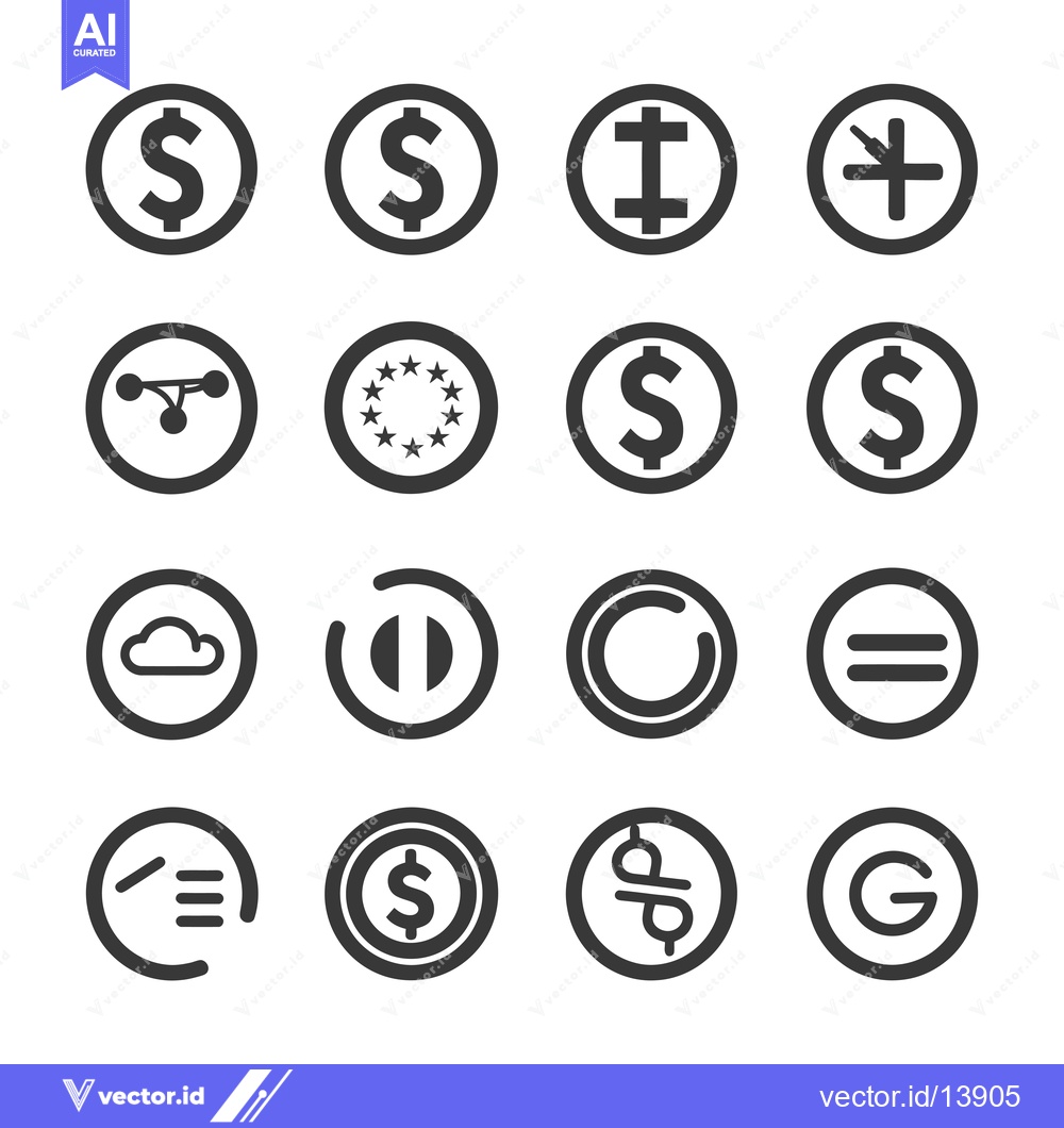 Premium Vector of A Collection of Sixteen Circular Symbols with Various Designs