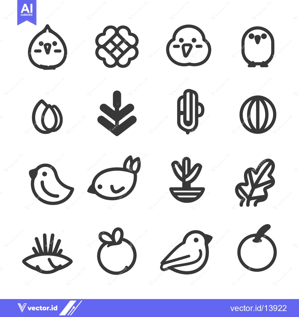 Premium Vector of A Collection of Sixteen Line Art Illustrations Depicting Nature, Anima