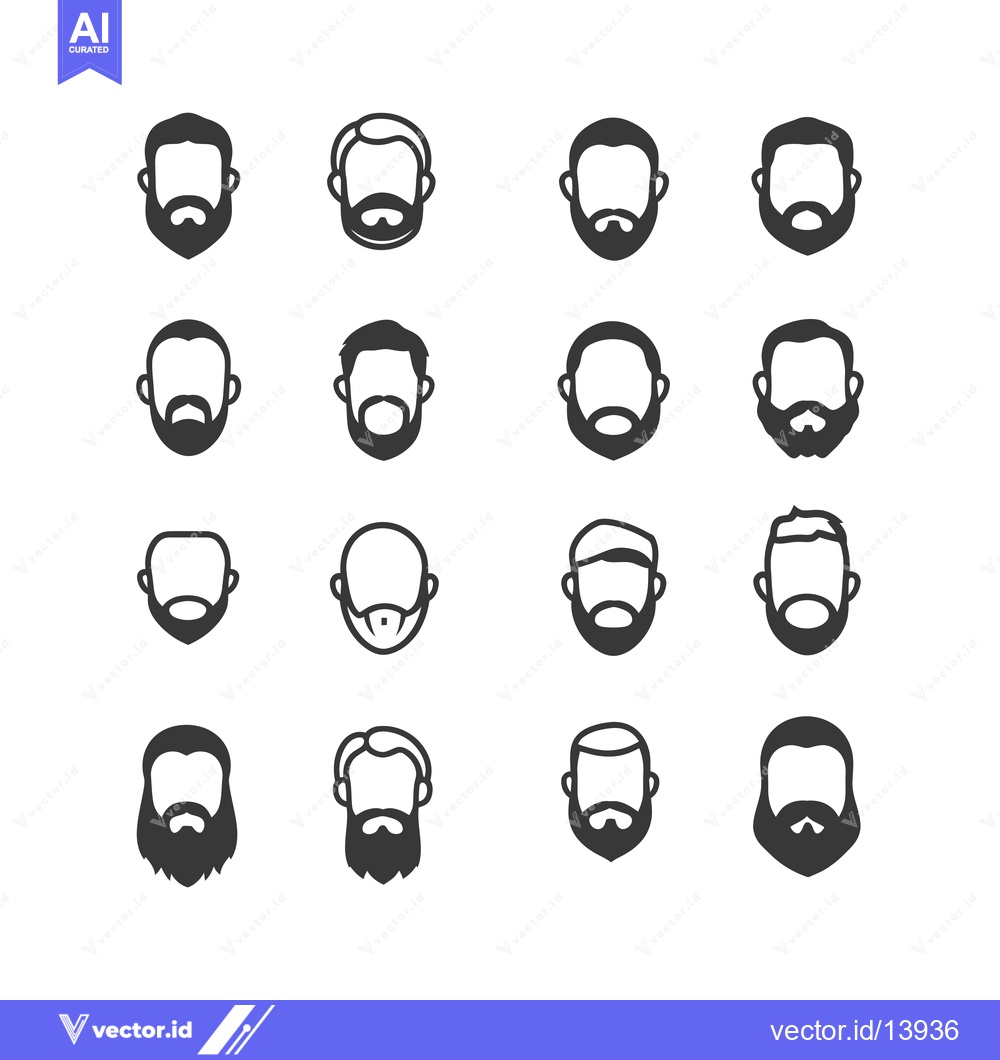 Premium Vector dari A Collection of Sixteen Simple Black and White Icons Depicting Male Fa