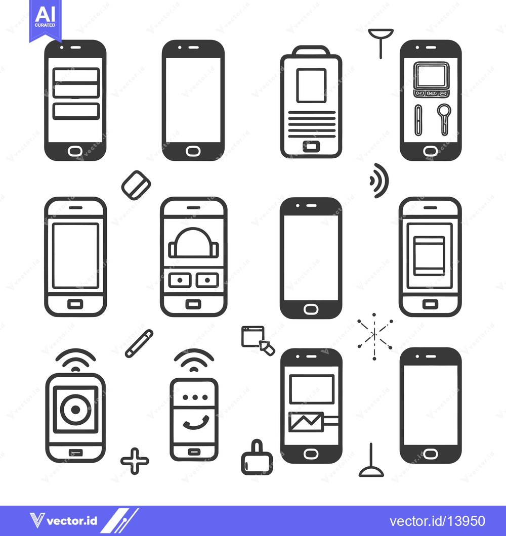 Premium Vector of A Collection of Smartphone and Mobile Device Icons