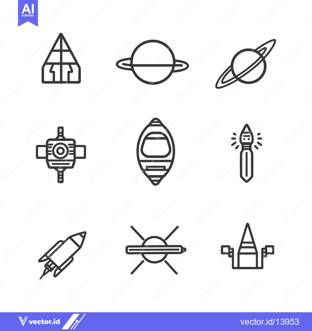 Premium Vector of A Collection of Space Exploration Line Art Icons