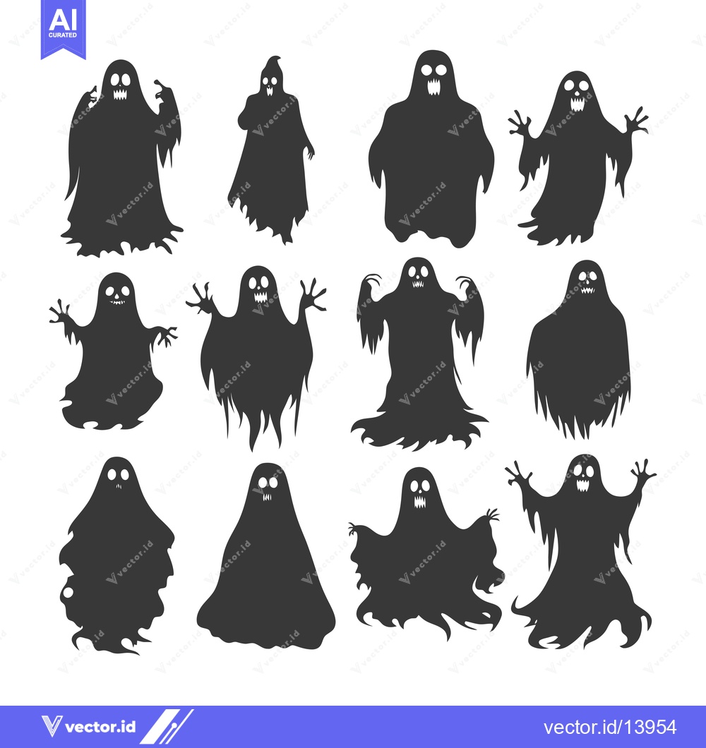Premium Vector dari A Collection of Spooky Ghost Silhouettes for Halloween