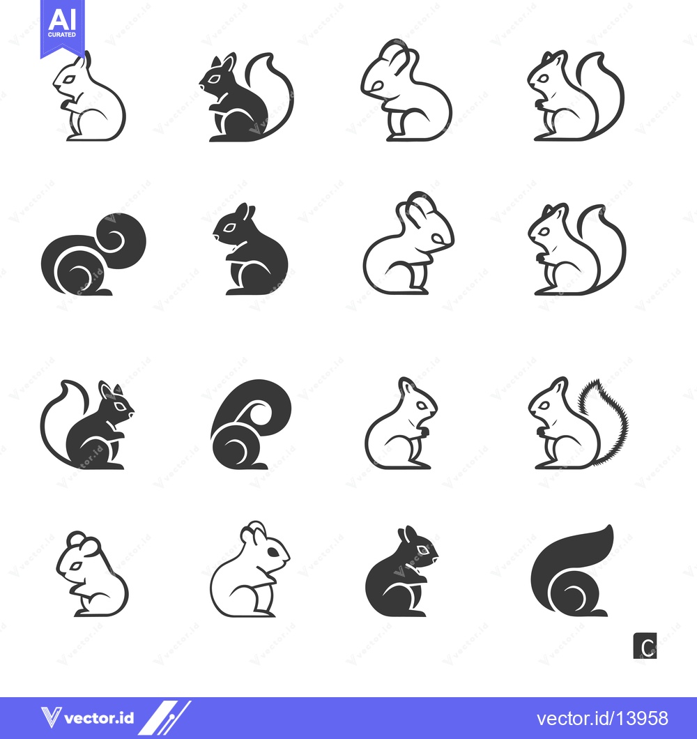 Premium Vector dari A Collection of Squirrel Illustrations in Different Styles and Colors