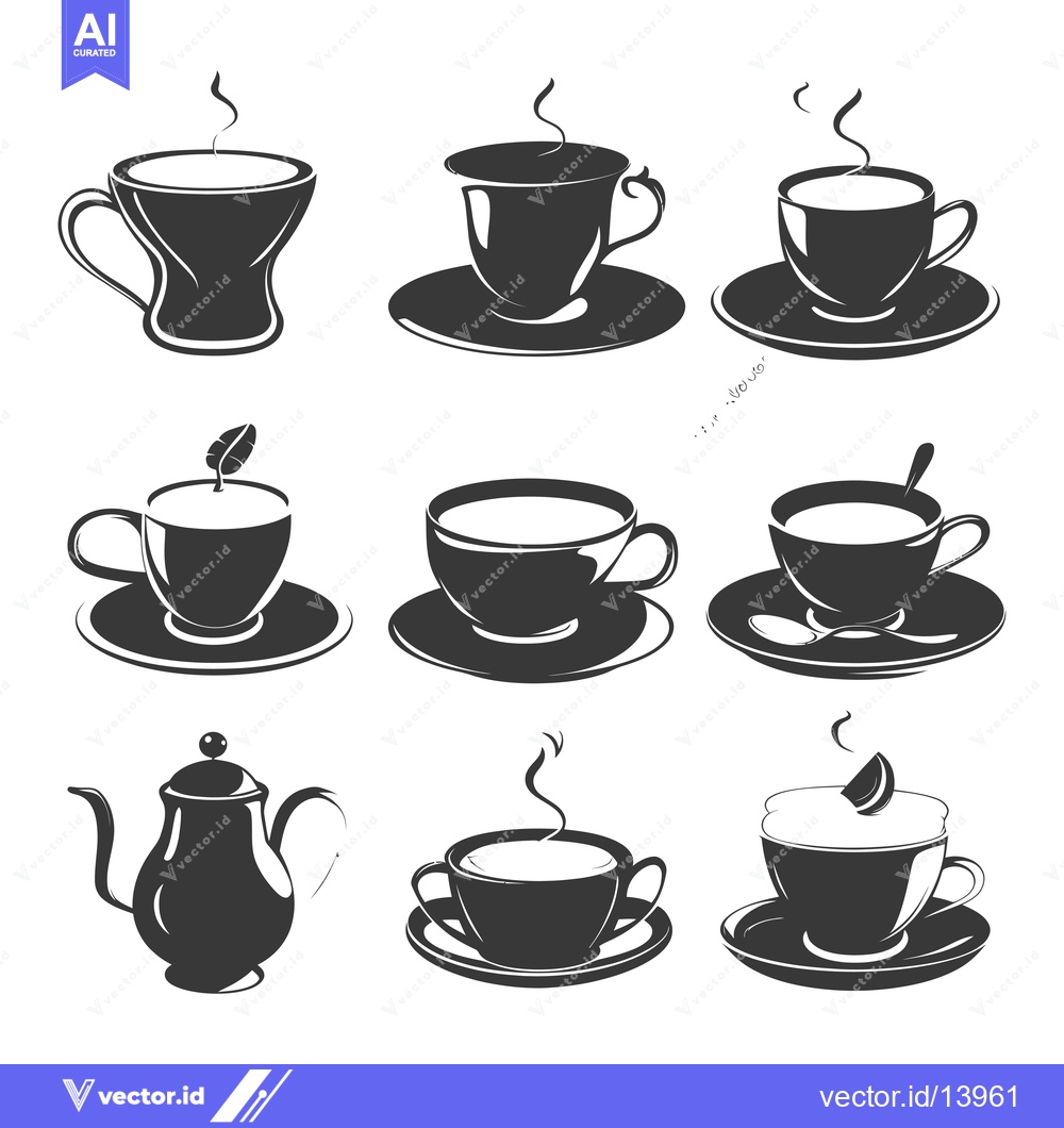 Premium Vector dari A Collection of Steaming Cups and a Teapot