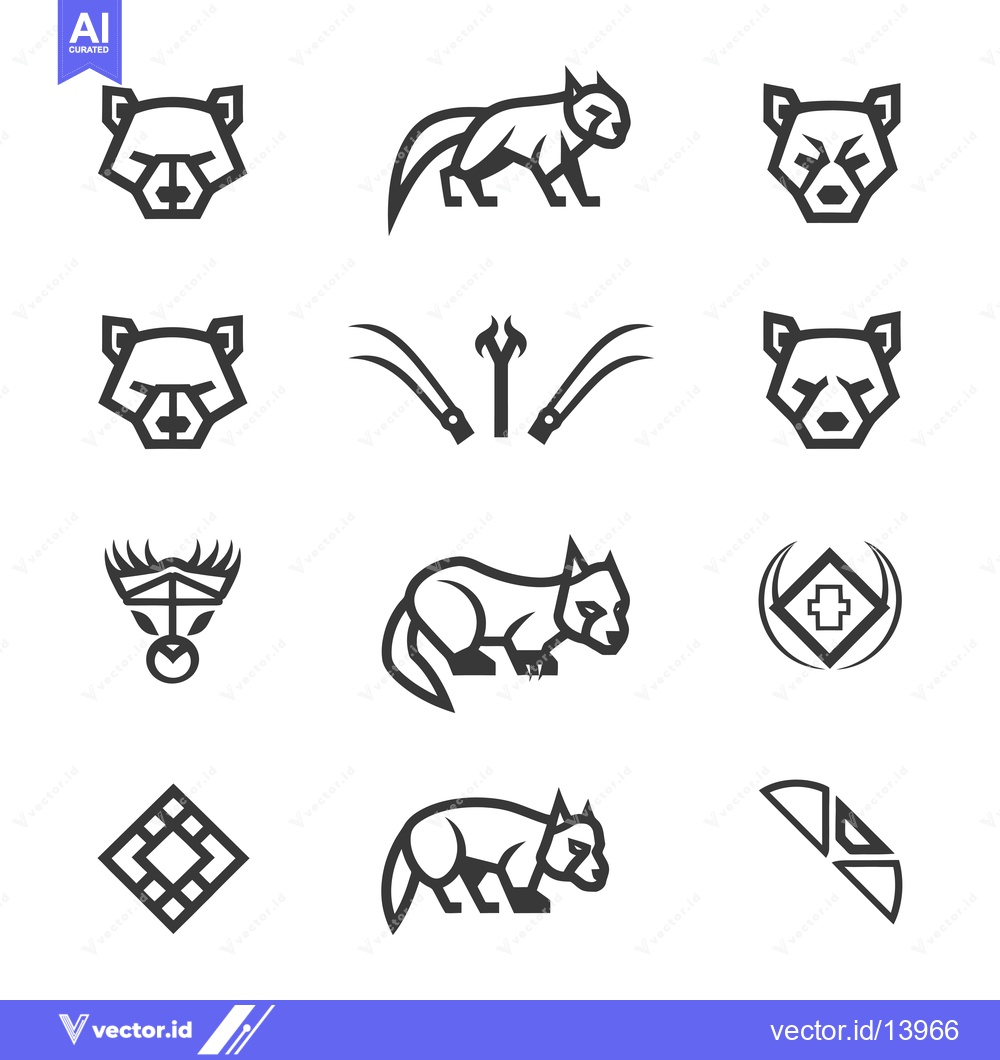 Premium Vector dari A Collection of Stylized Animal and Abstract Geometric Icons