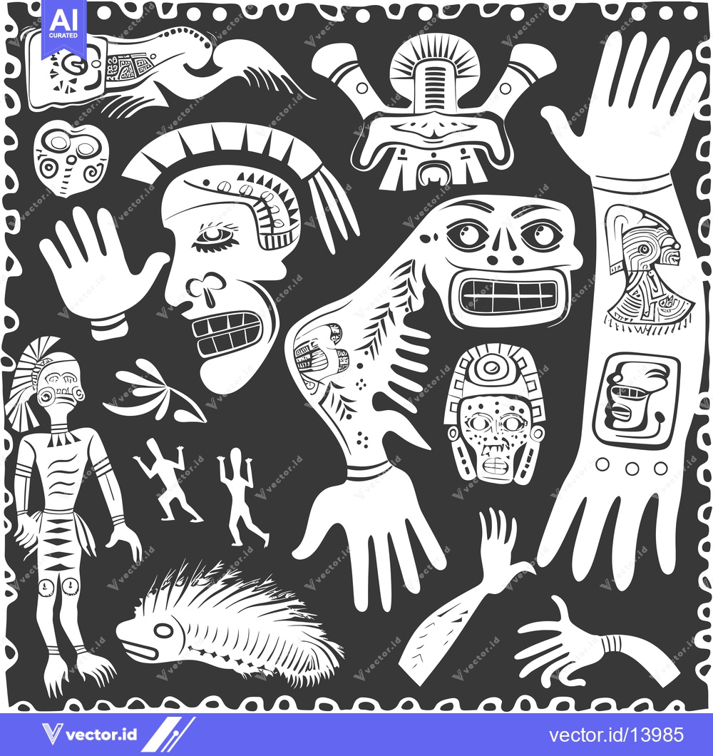 Premium Vector dari A Collection of Stylized Indigenous Art Motifs