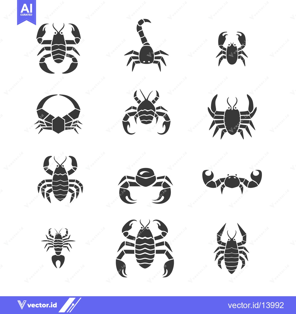 Premium Vector dari A Collection of Stylized Scorpion and Crab Illustrations