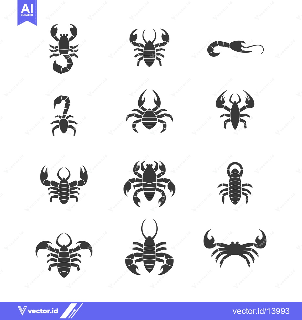 Premium Vector of A Collection of Stylized Scorpion Silhouettes