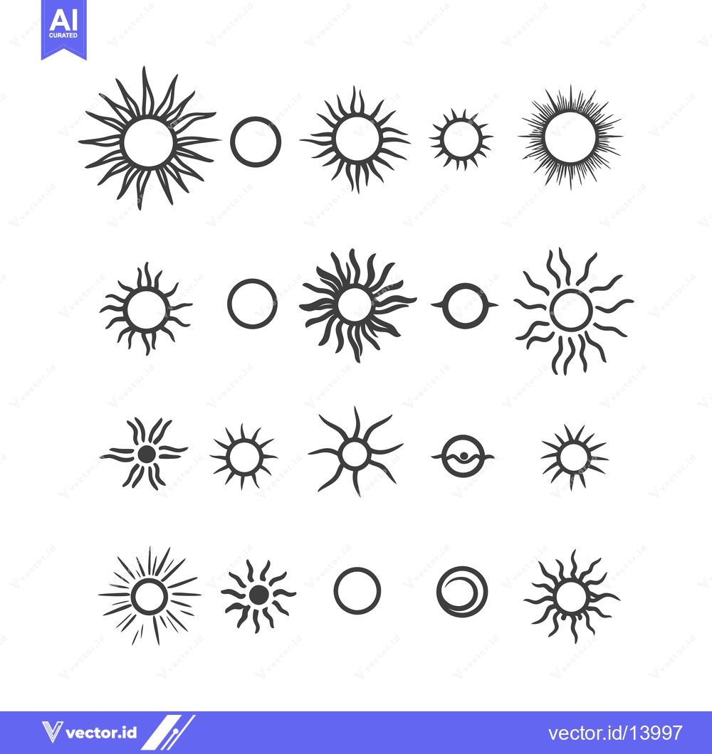 Premium Vector of A Collection of Sun and Circle Design Elements