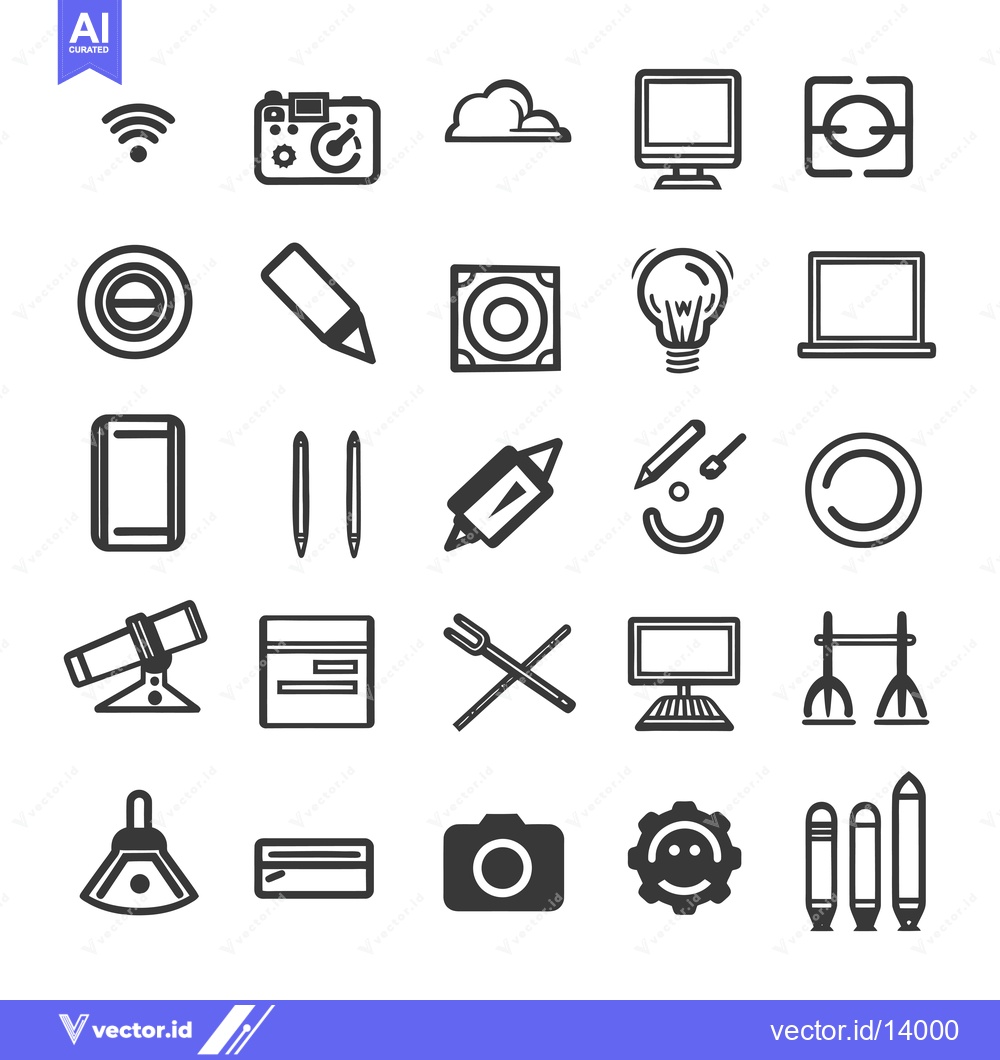 Premium Vector dari A Collection of Technology, Design, and Other Assorted Icons