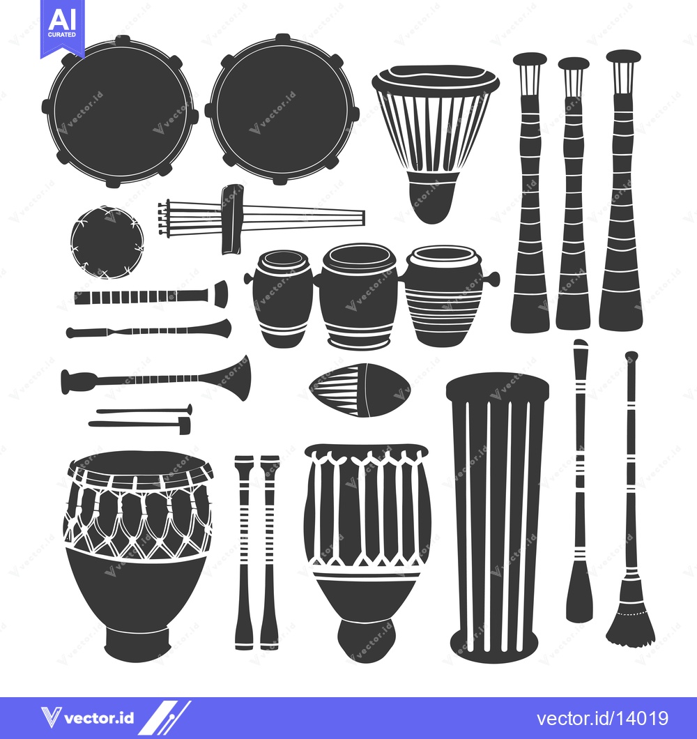 Premium Vector of A Collection of Traditional African Musical Instruments