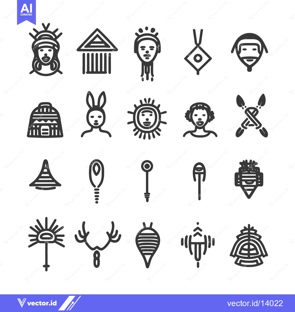 Premium Vector of A Collection of Tribal and Ancient Symbols and Icons