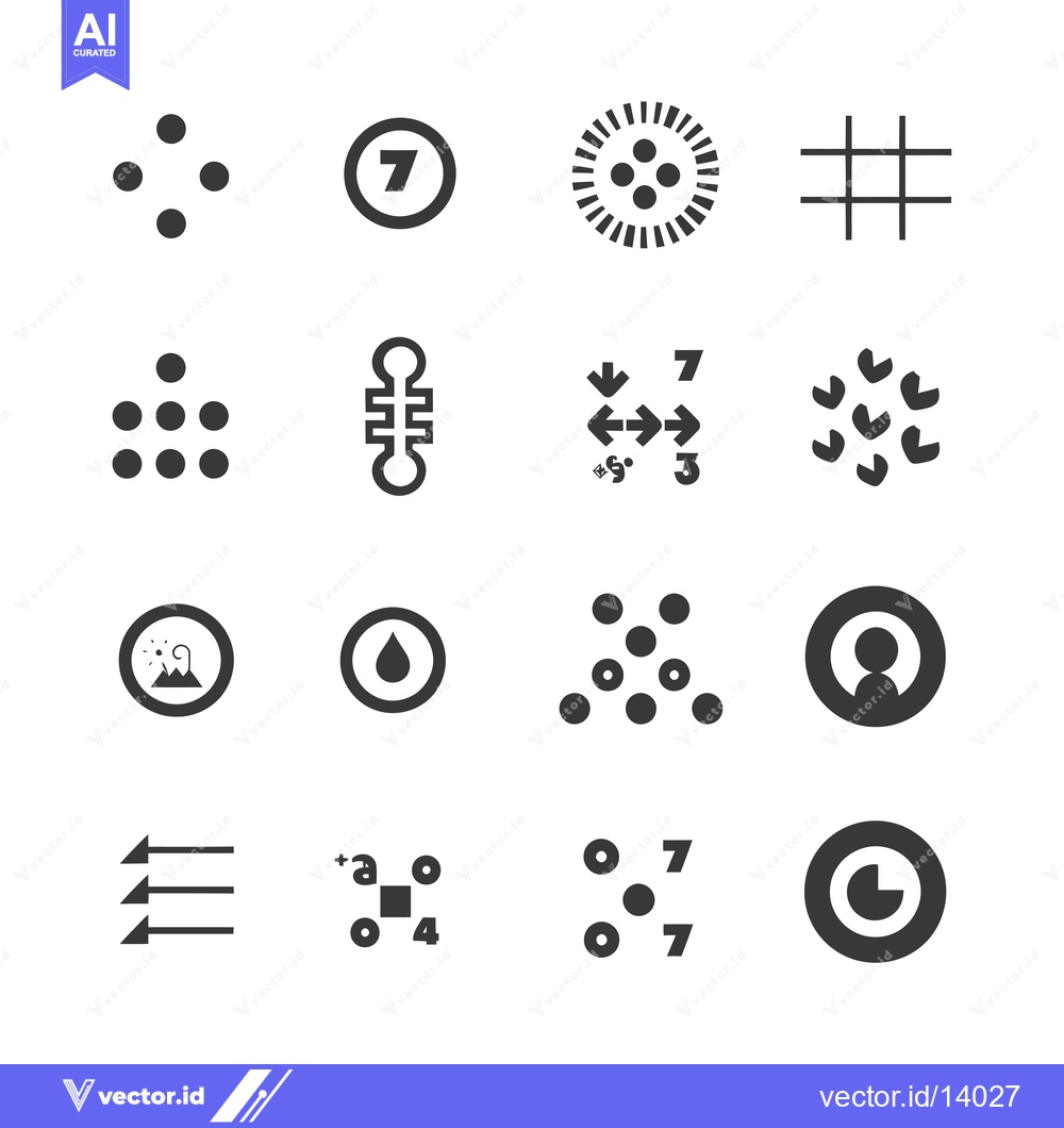 Premium Vector dari A Collection of Twelve Black and White Circular Icons with Geometric S