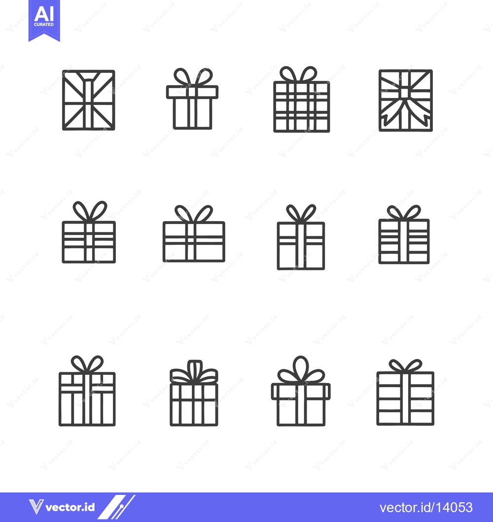 Premium Vector of A Collection of Twelve Gift Box Line Icons