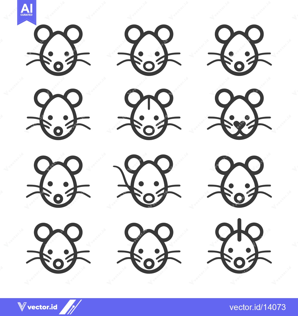 Premium Vector dari A Collection of Twelve Simple Mouse Line Drawings