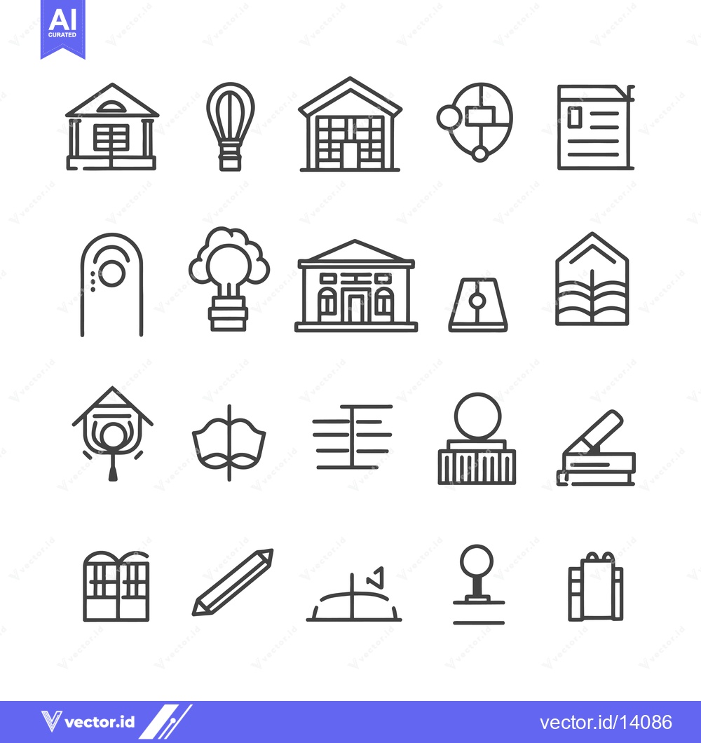 Premium Vector of A Collection of Twenty Black and White Line Drawings of Objects Relate