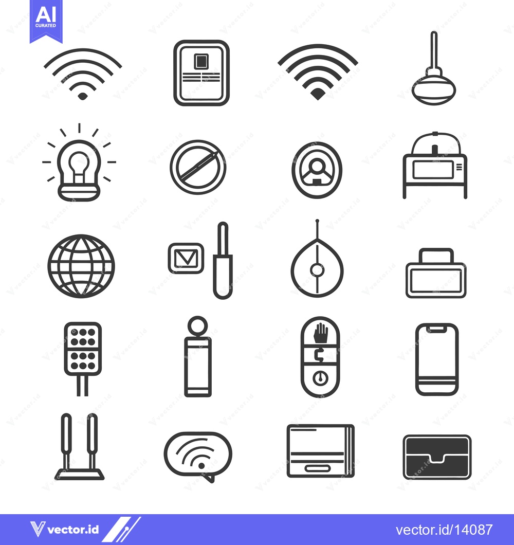 Premium Vector dari A Collection of Twenty Black and White Line Icons