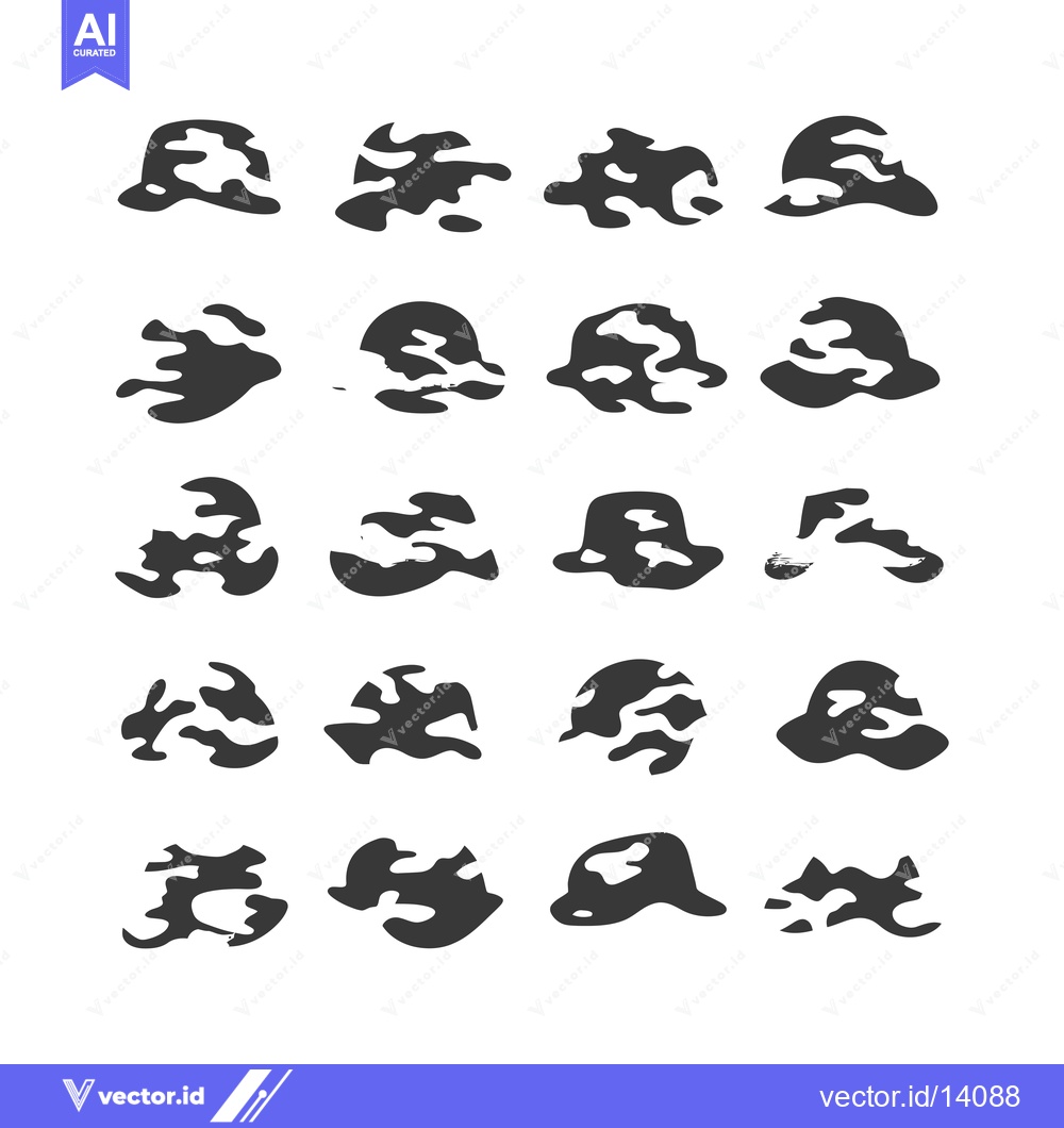 Premium Vector dari A Collection of Twenty Camouflage Patterned Shapes