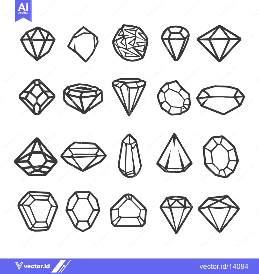 Premium Vector dari A Collection of Twenty-Four Black and White Diamond Shapes
