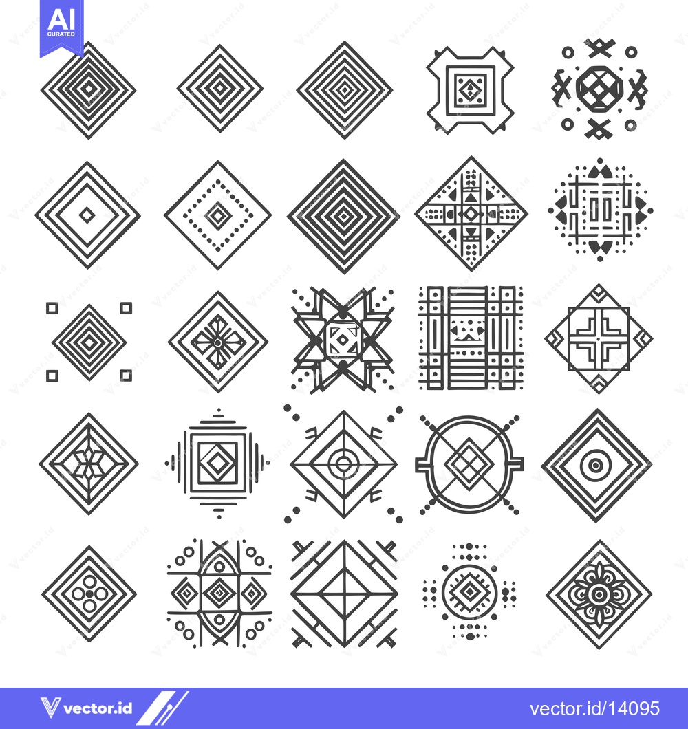 Premium Vector of A Collection of Twenty-Four Black and White Geometric Patterns