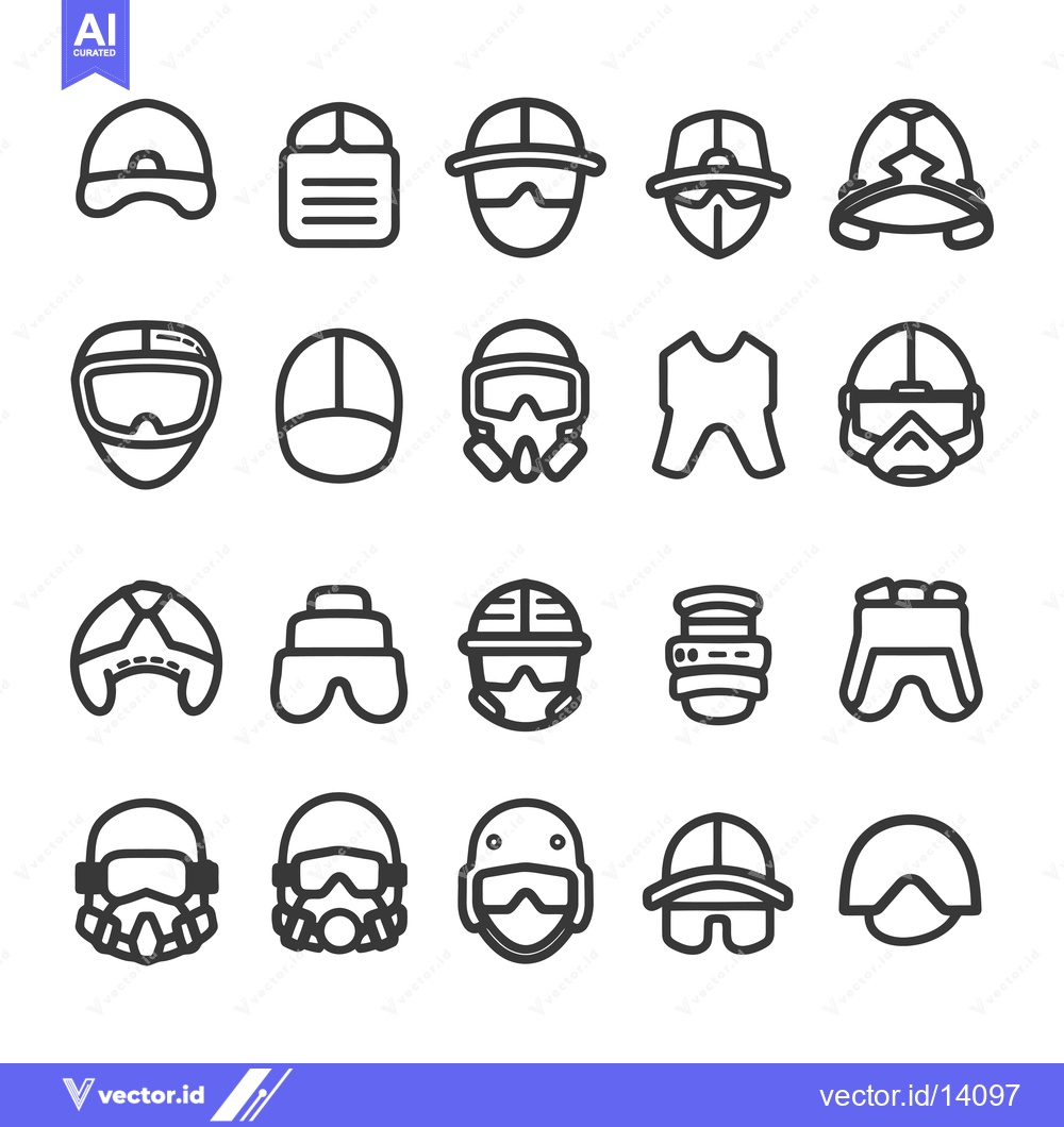 Premium Vector dari A Collection of Twenty Headwear Icons in Outline Style