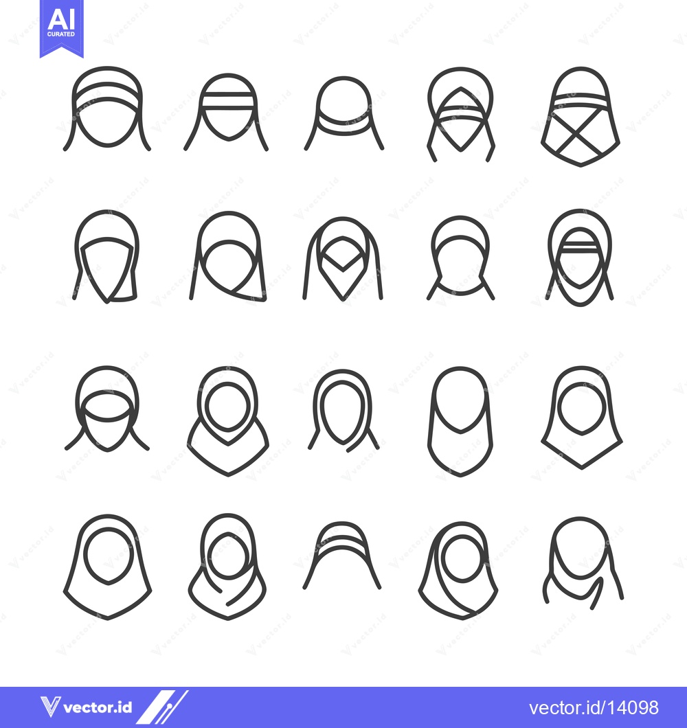 Premium Vector dari A Collection of Twenty Line Art Icons Depicting Different Styles of Hi