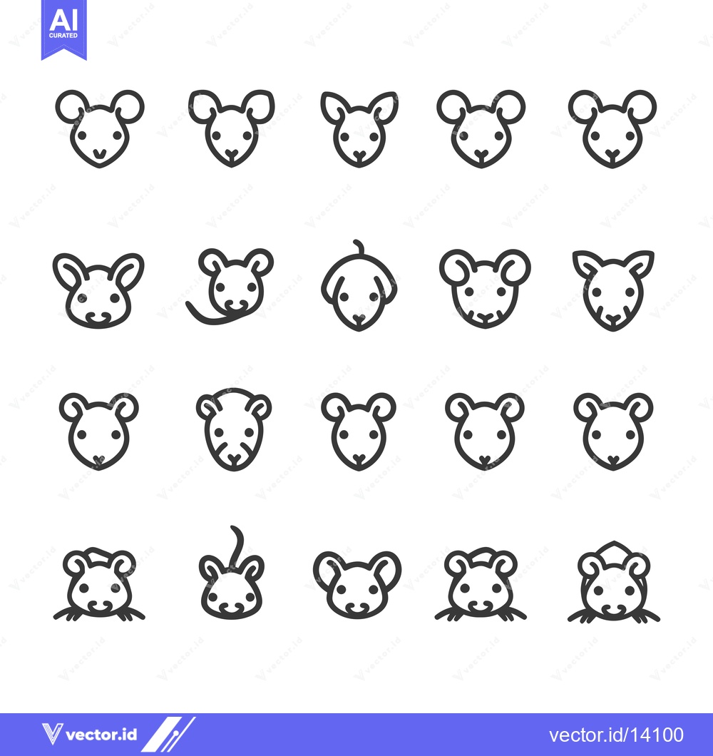 Premium Vector dari A Collection of Twenty Mouse and Rat Head Icons