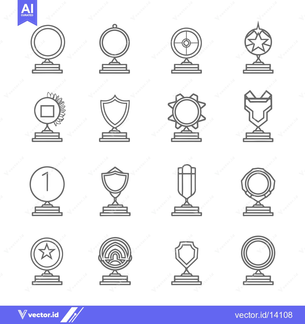 Premium Vector of A collection of various award trophy outline icons