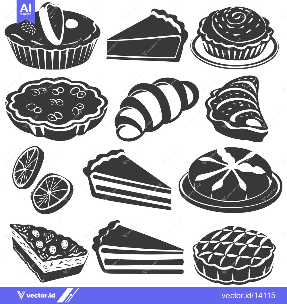 Premium Vector of A Collection of Various Cakes, Pies, and Pastries
