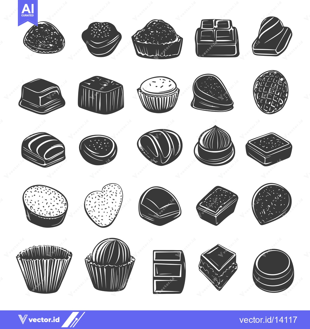 Premium Vector dari A Collection of Various Chocolate Candies and Bars