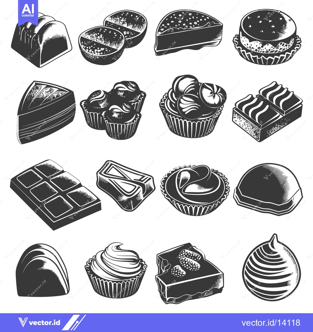 Premium Vector of A Collection of Various Chocolate Candies and Confections