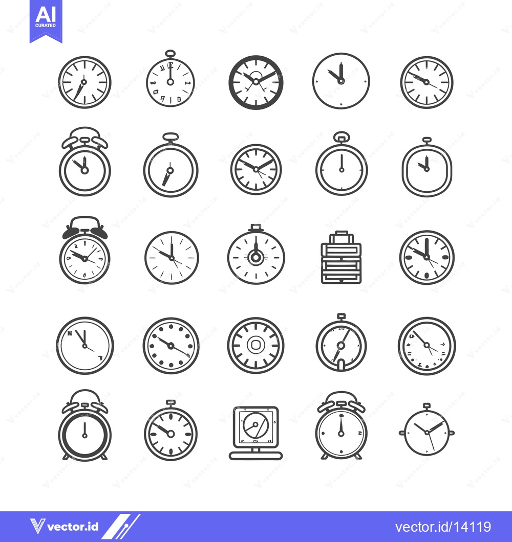 Premium Vector dari A Collection of Various Clock and Watch Icon Designs