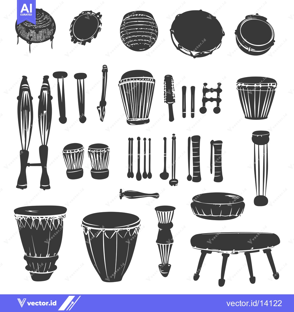 Premium Vector of A Collection of Various Drums and Percussion Instruments