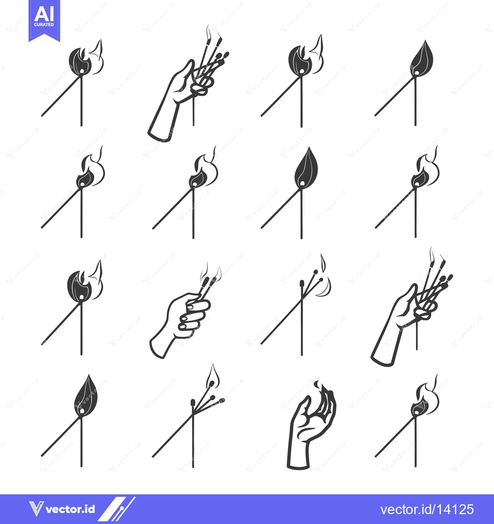 Premium Vector dari A Collection of Various Matchstick Illustrations