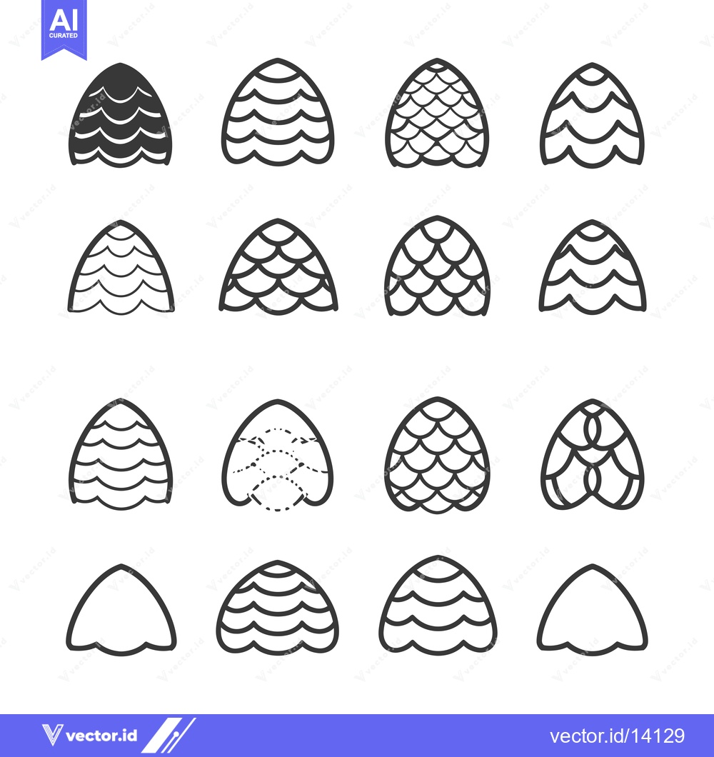 Premium Vector of A collection of various pine cone illustrations in black and white
