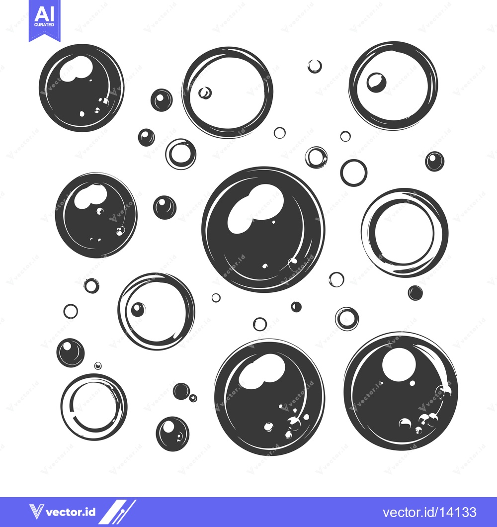 Premium Vector dari A collection of various sized black and white circles.