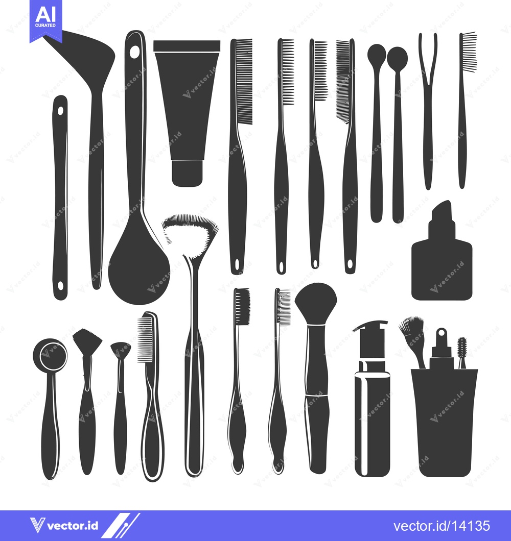 Premium Vector dari A Collection of Various Toothbrushes and Oral Hygiene Tools