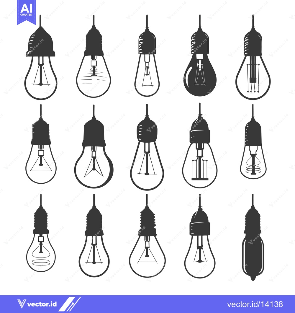 Premium Vector dari A Collection of Various Vintage-Style Light Bulbs
