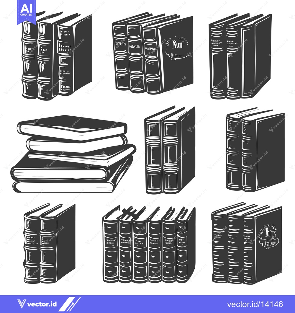 Premium Vector dari A Collection of Vintage Book Illustrations in Black and White