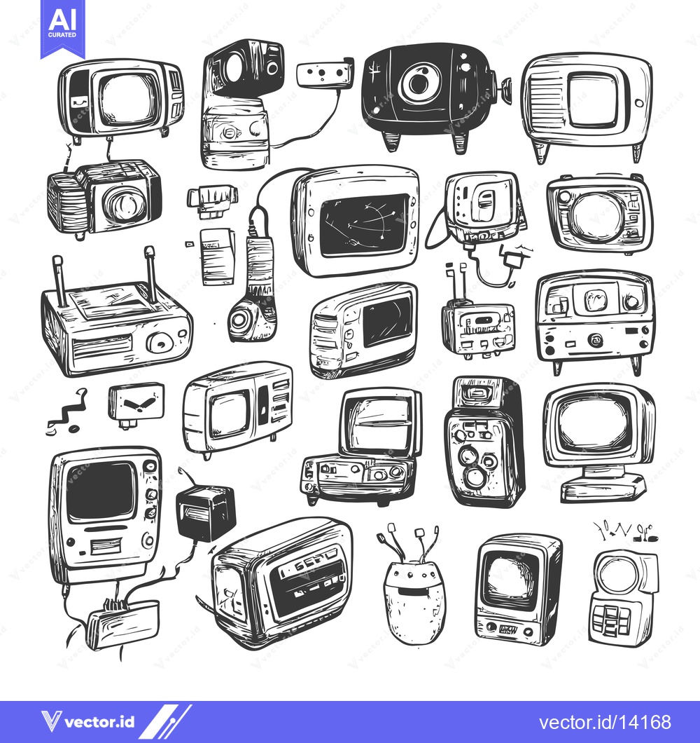 Premium Vector dari A Collection of Vintage Televisions and Electronics