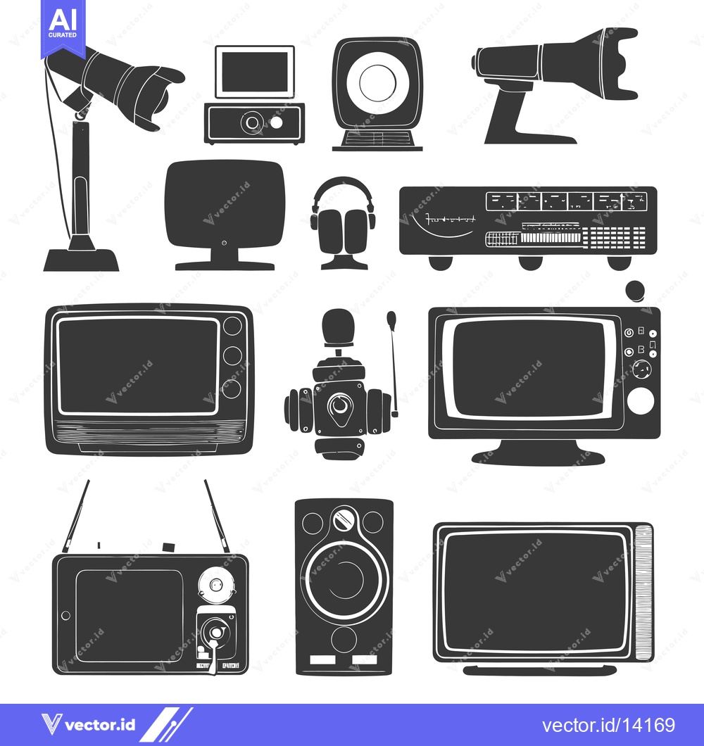 Premium Vector dari A Collection of Vintage Televisions, Audio Equipment, and Cameras