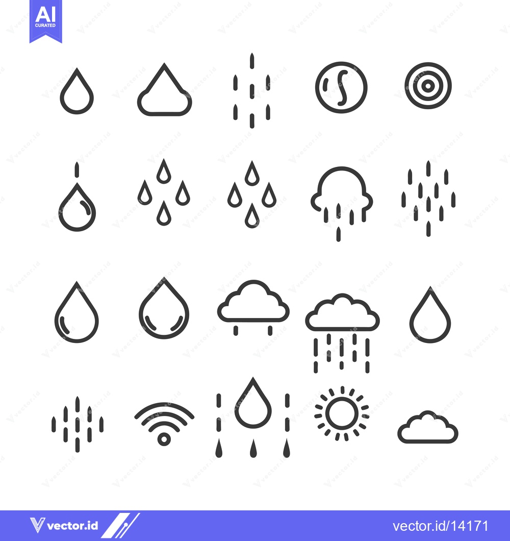 Premium Vector of A Collection of Water Drop and Cloud Weather Icons