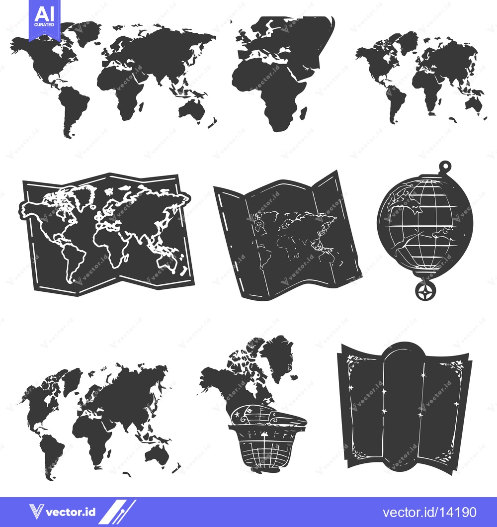 Premium Vector dari A Collection of World Map Illustrations in Different Styles