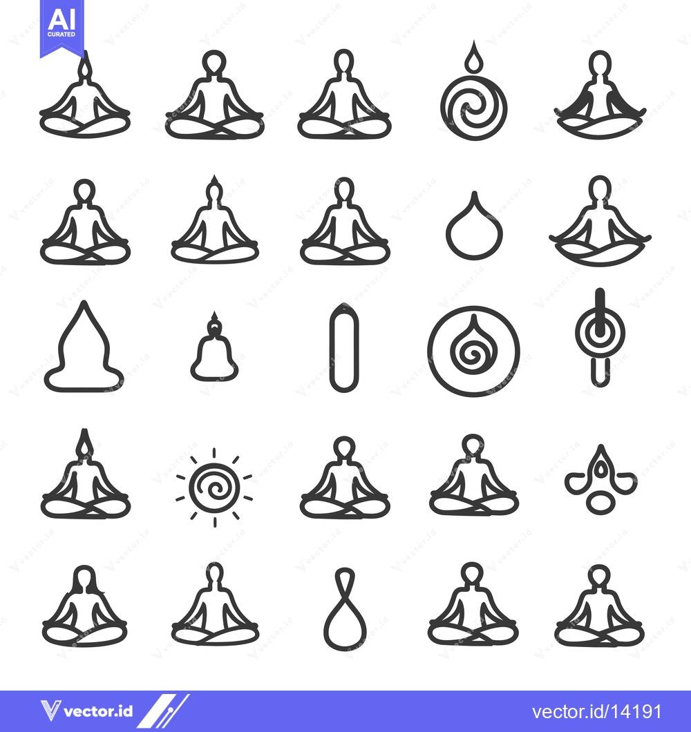 Premium Vector dari A Collection of Yoga and Meditation Line Icons